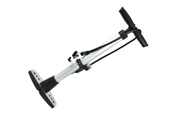 Насос ZF-0804A, напольный., манометр,Т-ручка, высокого давления, авто/вело переходник, серебрист.